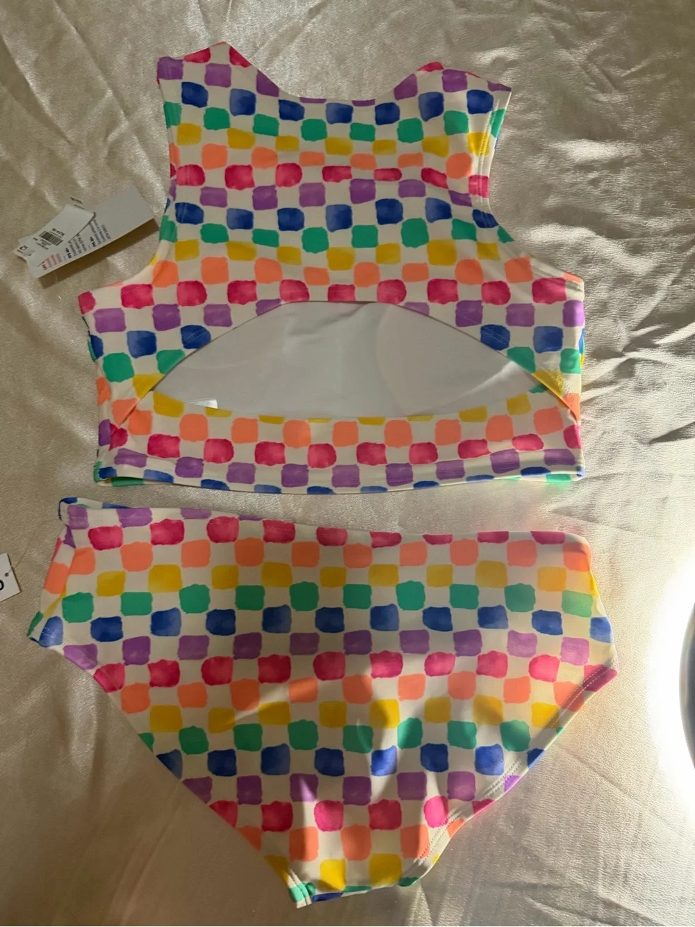 Old Navy Girls Multicolor Checkered Pattern Tankini Swim Set NWT XL 14-16